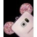 Samsung Galaxy S6 - Mickey 3D Bling Bling Crystal Ear with Removable Strap TPU Soft Protective Cover Case - Pink